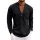 SpringAutumn Loose Linen Mens Casual Breathable Long-Sleeve