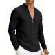 SpringAutumn Loose Linen Mens Casual Breathable Long-Sleeve
