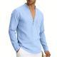 SpringAutumn Loose Linen Mens Casual Breathable Long-Sleeve