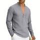 SpringAutumn Loose Linen Mens Casual Breathable Long-Sleeve