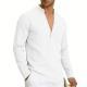 SpringAutumn Loose Linen Mens Casual Breathable Long-Sleeve