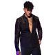 Mens New Lace-Patchwork Long-Sleeve Shirt Sexy Fashionable Statement Top