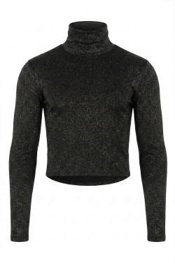 Mens Casual Long-Sleeved Turtleneck Top
