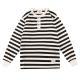 Mens Retro Henry Collar Striped Washed Cotton Long-Sleeve T-Shirt
