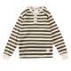 Mens Retro Henry Collar Striped Washed Cotton Long-Sleeve T-Shirt