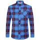 Mens Business Commute Plaid Long-Sleeve Shirt