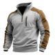 Mens Stand-Up Collar Pullover Zip-Up Sweatshirt