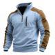 Mens Stand-Up Collar Pullover Zip-Up Sweatshirt