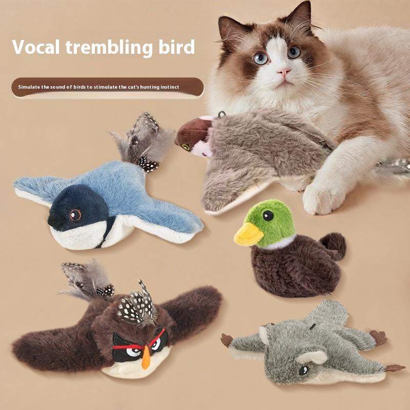 Cross-border Hot Cat Shaking Bird Simulation Bird Cat Toy Self-Hi Relieving Stuffy Electric Sound Sparrow Automatic Funny Cat
