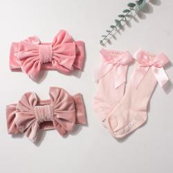Velvet Baby Headband And Sock Set