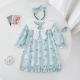 Blue With Long Sleeves Onesie Girls Dress
