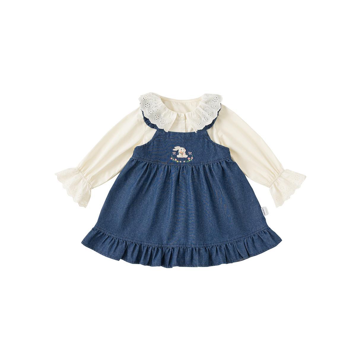 Childrens Clothing Spring Long Sleeve Shirt Denim Skirt Suit