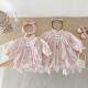 Long Sleeve Baby Girl Triangle Rompers Retro Tang Style Dress