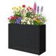 Tall Rectangular Planter With Removable Liner, Holes, PE Wicker Large Planter Box For Indoor Outdoor Plants, Black
