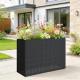 Tall Rectangular Planter With Removable Liner, Holes, PE Wicker Large Planter Box For Indoor Outdoor Plants, Black
