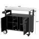 Two Doors Outdoor Grill Cart With Patio Furniture, Outdoor Grill Table With Storage,Rolling Bar Cart Outdoor BBQ Cart With  Hooks And Spice Rack For Grilling Accessories, Black