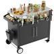 Two Doors Outdoor Grill Cart With Patio Furniture, Outdoor Grill Table With Storage,Rolling Bar Cart Outdoor BBQ Cart With  Hooks And Spice Rack For Grilling Accessories, Black