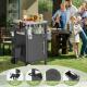 Outdoor Grill Cart With Patio Furniture, Outdoor Grill Table With Storage,Rolling Bar Cart Outdoor BBQ Cart With  Hooks And Spice Rack For Grilling Accessories, Black