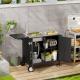 Outdoor Grill Table With Sink, Metal Worktable Kitchen Cabinet Island With Foldable Top And Storage Cabinet, Rolling Grill Cart With Wheels For Garden, Backyard And Lawn
