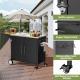 Outdoor Grill Table With Sink, Metal Worktable Kitchen Cabinet Island With Foldable Top And Storage Cabinet, Rolling Grill Cart With Wheels For Garden, Backyard And Lawn
