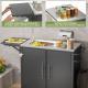 Outdoor Grill Table With Sink, Metal Worktable Kitchen Cabinet Island With Foldable Top And Storage Cabinet, Rolling Grill Cart With Wheels For Garden, Backyard And Lawn