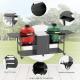 Outdoor Grill Cart For Two Big Green Egg, Metal Grill Table Compatible With Large Big Green Egg,Kamado Joe 18 Inch,and Other Similar Models