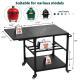 Outdoor Grill Table For Big Green Egg Style BBQ, Heavy Duty Metal Cart Prep Table With Wheels, Storage Shelf, Hooks And Removable Central Cover, Compatible With Large Big Green Egg Grill