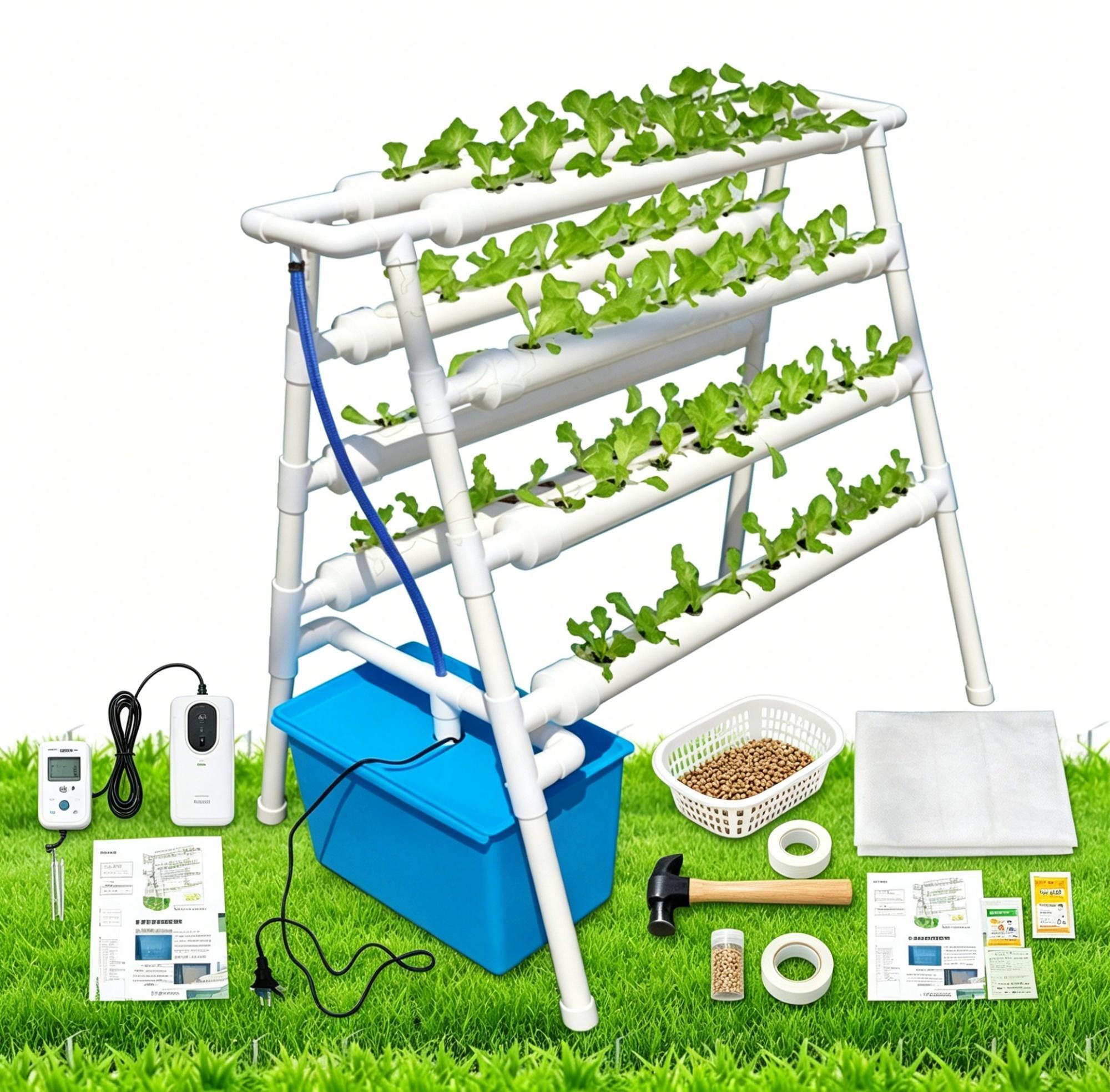 Home Balcony Hydroponic Vegetable Planter With A Double-sided Planting Rack
