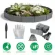 16FT Non-Digging Plastic Landscape Edging 20Pcs Faux Cobbled Stone Garden Borders With 20 Spikes Shovel Gloves Flexible Bendable For Flower Beds Pathways Tree Rings Garden Yard Lawn