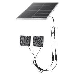 Solar Powered Fan, 30W Solar Panel With 2 Fans, Adjustable Solar Panel Angle, 2668 RPM High-Speed, Flexible Installation, Fast Air Exchange For Greenhouse, Grow Tents, Chicken Coops, Shelters