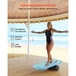 Balance Board, Wobble Board Trainer For Adults, Premium Wooden Balance Training Equipment With Roller, Magnetic Stoppers, Storage Rack, For Core Workouts, Surf Trainer & Physical Therapy, Blue