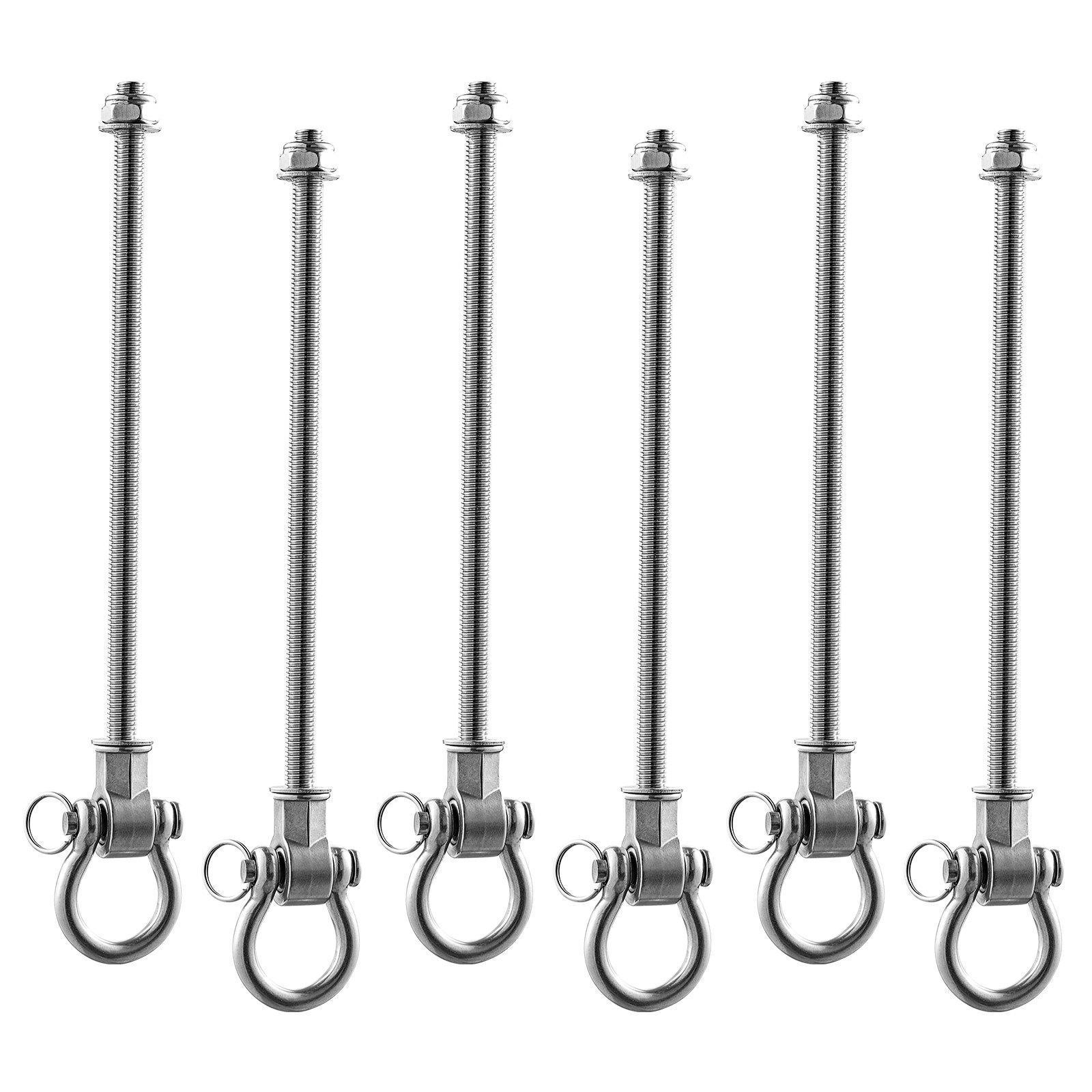 Swing Hangers, 6 Pack Heavy Duty Swing Brackets, 850 Lbs Each Load Capacity, Smooth Bearing, Stainless Steel Hangers, Ideal For Hammocks Playground Porch Yoga Boxing Bag Indoor Outdoor, Silver