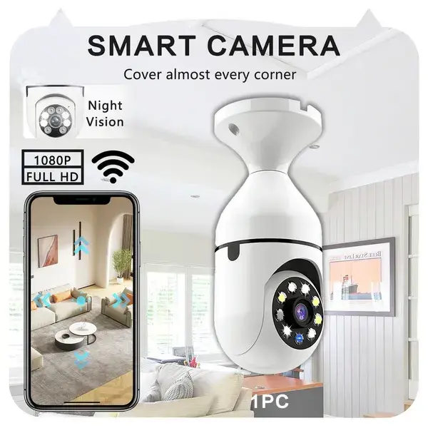 Light Bulb Security Camera Outdoor 2packs HD Wireless 5GHz&2.4GHz WiFi Home IP Cameras E27 360 Degree Panoramic,Motion Detection And Alarm,Two-Way Audio,Night Vision