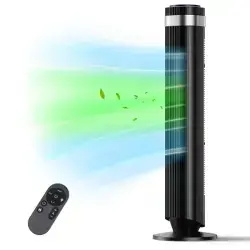 The Bedroom Is Equipped With A Silent Tower-type Fan, A 28-decibel Standing Fan, Intelligent Automatic Mode, And A 64 Swivel Bladeless Cooling Fan.