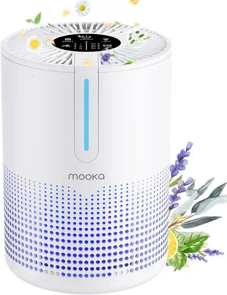 Air Purifiers For Bedroom Home, MOOKA HEPA H13 Filter Air Purifier With USB Cable For Smokers Pollen Pets Dust Odors In Office Car 300 Sq.Ft, Travel-size Desktop Air Cleaner