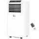  8000BTU Mobile Portable Air Conditioner with Cooling, Dehumidifier, and Ventilating with Remote Control, 2 Speed Fans, 24-Hour Timer for Bedroom, Living Room, Home Office, White