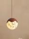 Mid-century Modern Round Ball Pendant Light In Walnut With Printed Design