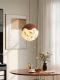 Mid-century Modern Round Ball Pendant Light In Walnut With Printed Design
