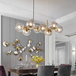 Sleek, Light-Luxury Creative Long Glass-Ball Pendant Light For Bedrooms And Dining Rooms