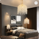19 Inch Height Elegant Crystal Table Lamp Vintage Waterfall Design With Teardrop Grape Crystal Bead String Shades And Marble Textured Base For Living Room, Bedroom, Or Office Bulb Not Included