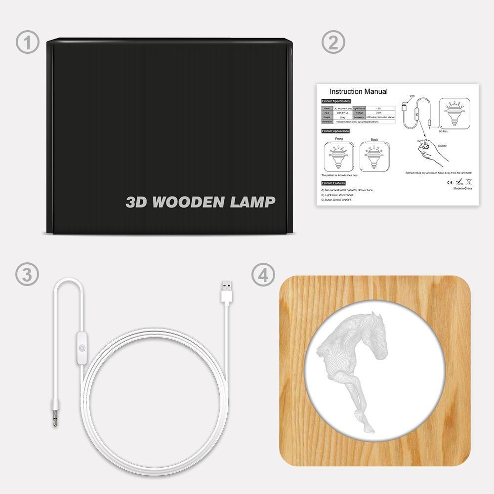 Creative New Wooden Horse Lamp