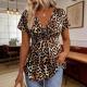 Summer Casual Leopard Print Cross-Tie V-Neck Short