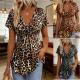 Summer Casual Leopard Print Cross-Tie V-Neck Short