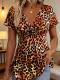 Summer Casual Leopard Print Cross-Tie V-Neck Short