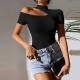 Half-high Neck One-shoulder Cropped Top