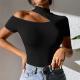 Half-high Neck One-shoulder Cropped Top