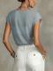 Womens French-style Elegant Gray-blue Mesh Short-sleeve Top