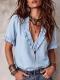 V-neck Ruffled Striped Print Short-sleeve Shirt