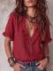 V-neck Ruffled Striped Print Short-sleeve Shirt