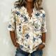 Printed Womens Fashion Floral V-neck Shirt